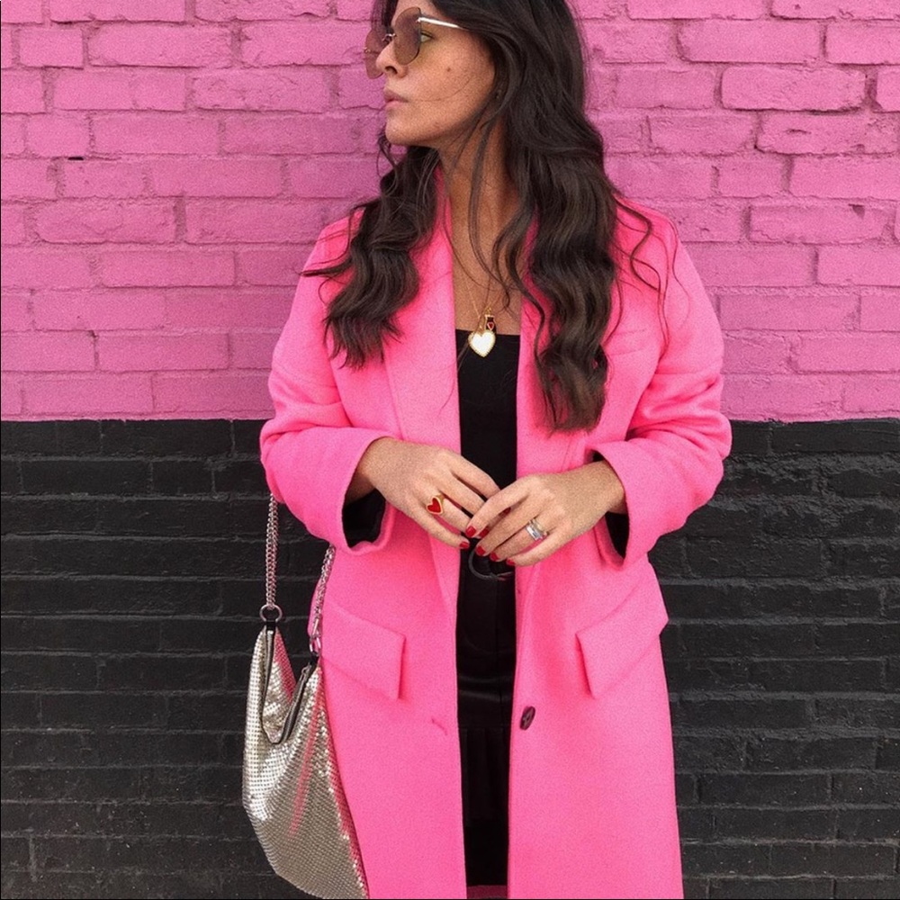 Zara Oversized Long Pink Coat